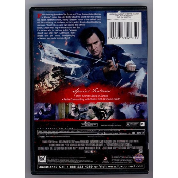 ABRAHAM LINCOLN VAMPIRE HUNTER DVD, Tim Burton directs blood-pumping action!! - Picture 2 of 2